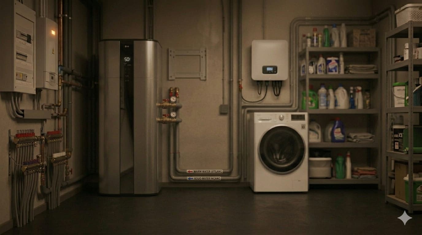 LG warmtepompboiler in een fictieve technische ruimte LG warmtepompboiler in een fictieve technische ruimte