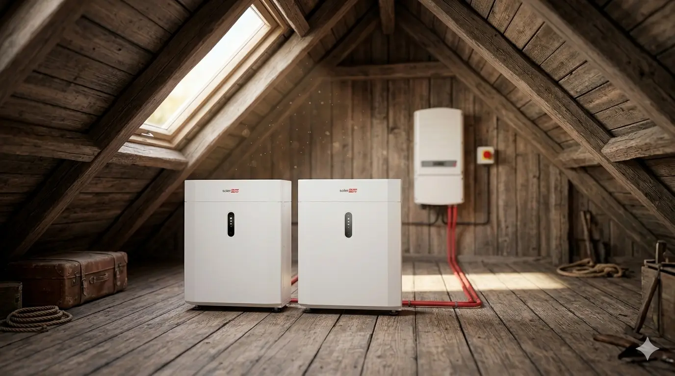 SolarEdge accu's op een fictieve vliering